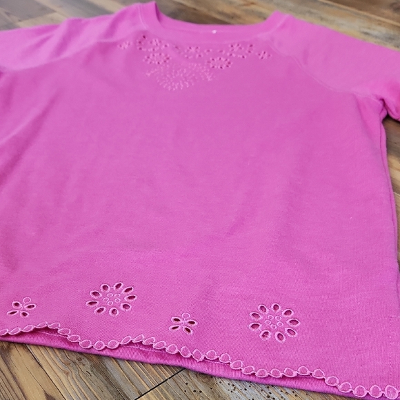 Cato Fuchsia Sweatshirt with Eyelet Embroidery - Picture 2 of 6